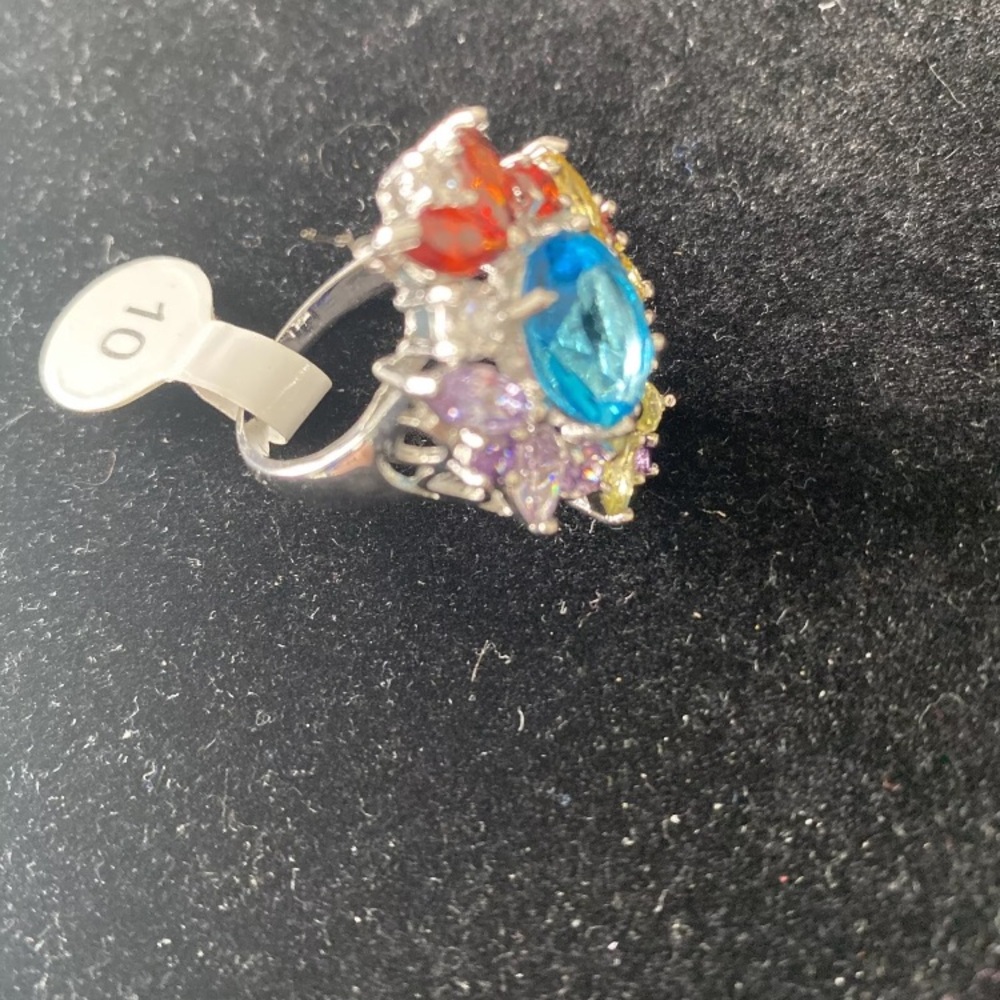 Multicolor Gemstone Silver Ring - image 1